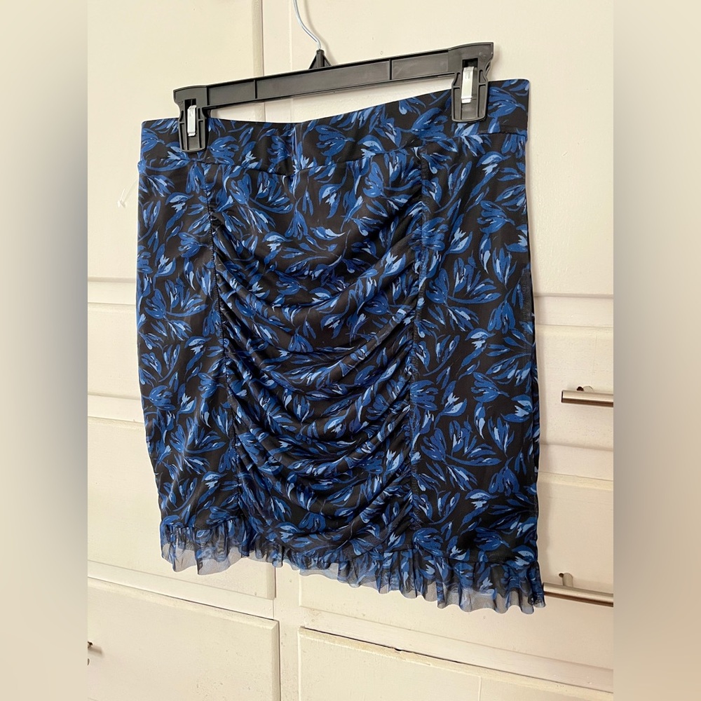 Free People Romi mesh mini skirt in blue floral size large - Picture 6 of 13